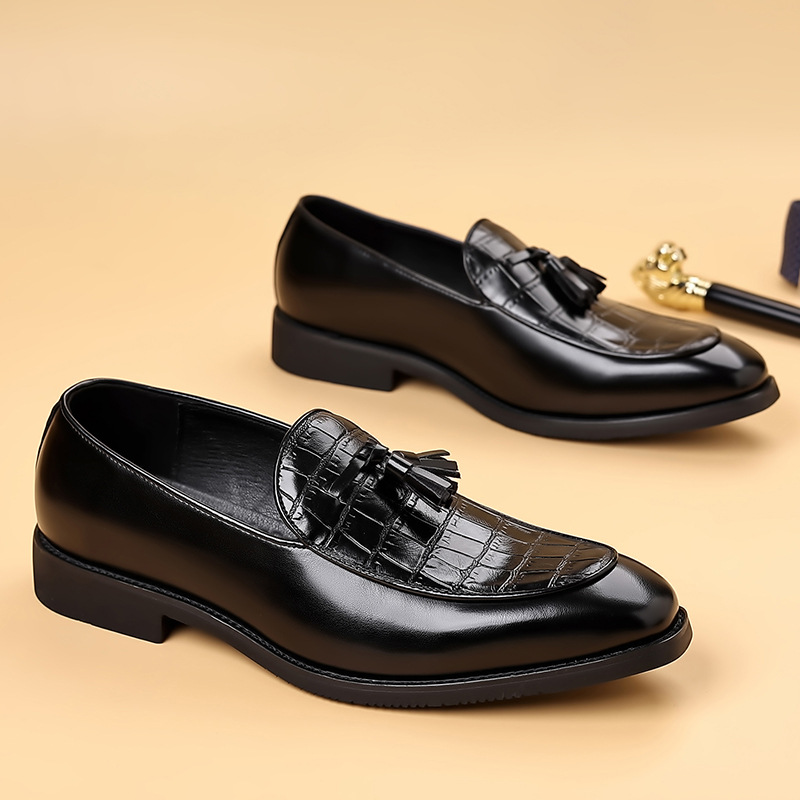 Preston Collection | Men's Black Loafers with Crocodile Texture | Stylish Slip-On Design for Effortless Elegance 2