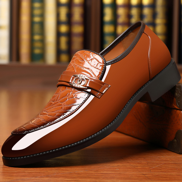 Elegant Loafers | Black Patent Leather Slip-Ons with Croc-Embossed Vamp | Modern Luxury for Timeless Style 10