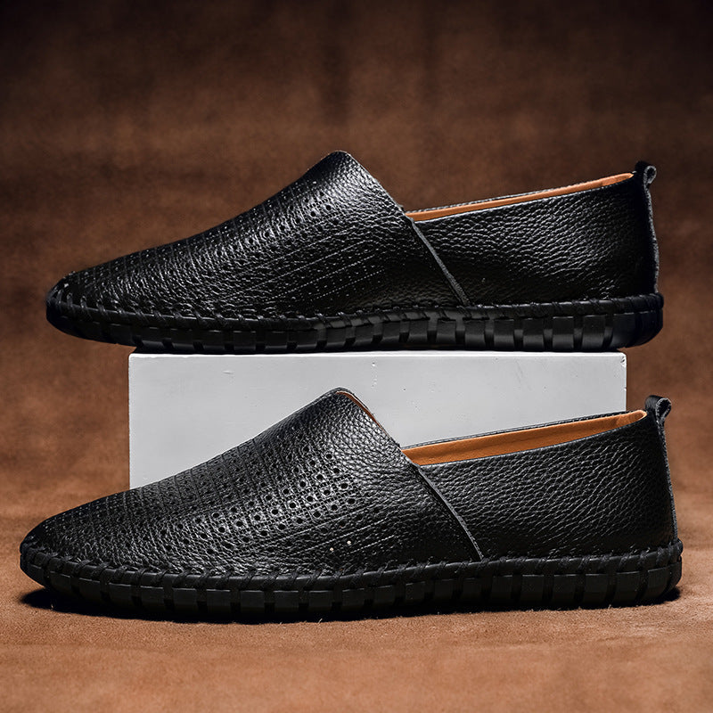 Genuine Leather Mens Loafers with Breathable Perforations | Black Comfort Footwear for All-Day Wear 8