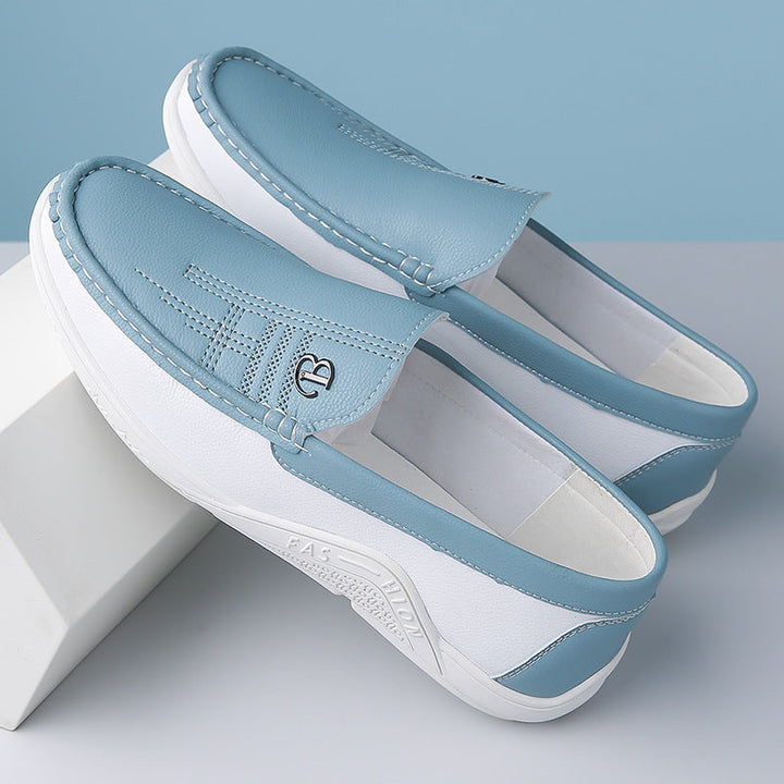 Genuine Leather Loafers for Women with Cushioned Footbed | Stylish Two-Tone Design for All-Day Comfort 15