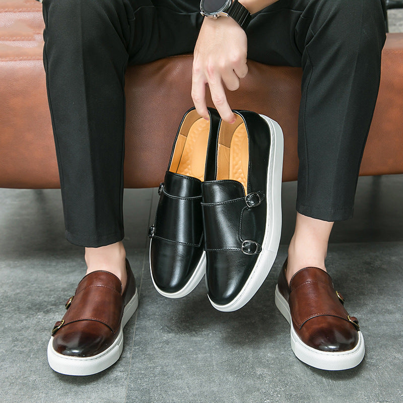 Genuine Leather Mens Loafers with Double Monk Strap | Comfortable Black Casual Footwear 10