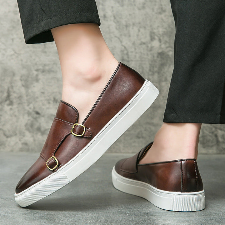Genuine Leather Mens Loafers with Double Monk Strap | Comfortable Black Casual Footwear 4