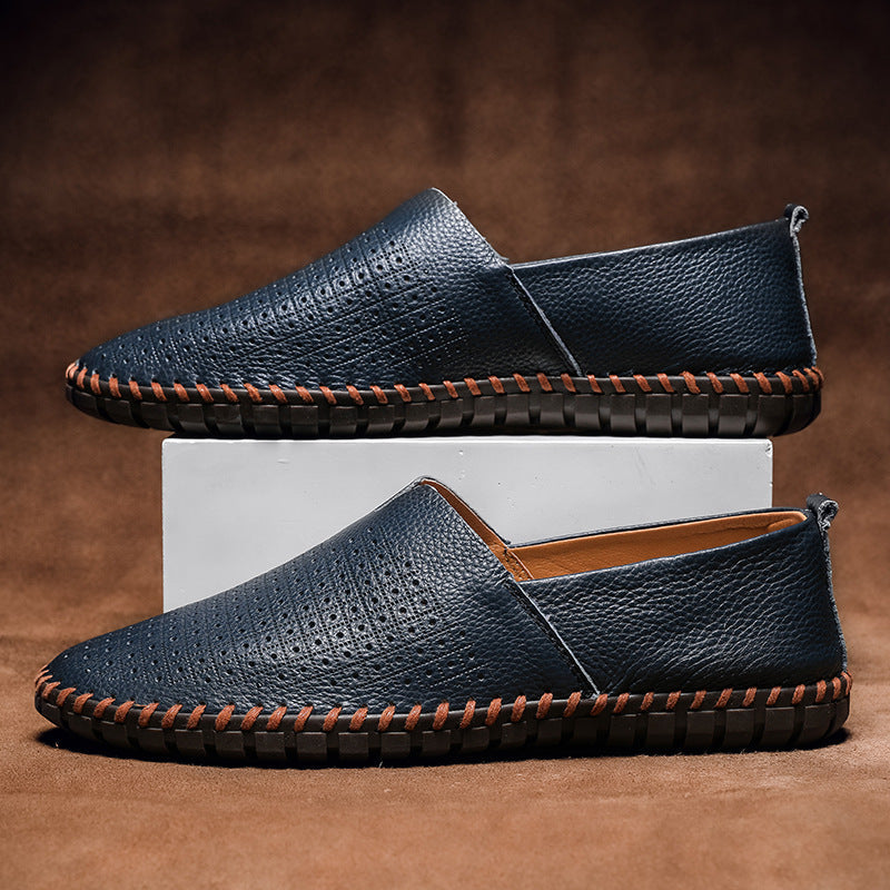 Genuine Leather Mens Loafers with Breathable Perforations | Black Comfort Footwear for All-Day Wear 3