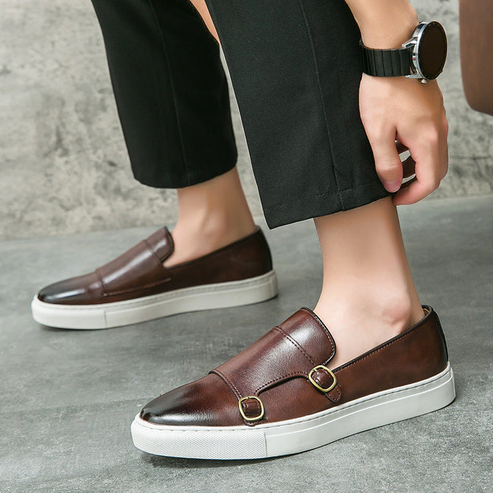 Genuine Leather Mens Loafers with Double Monk Strap | Comfortable Black Casual Footwear 5