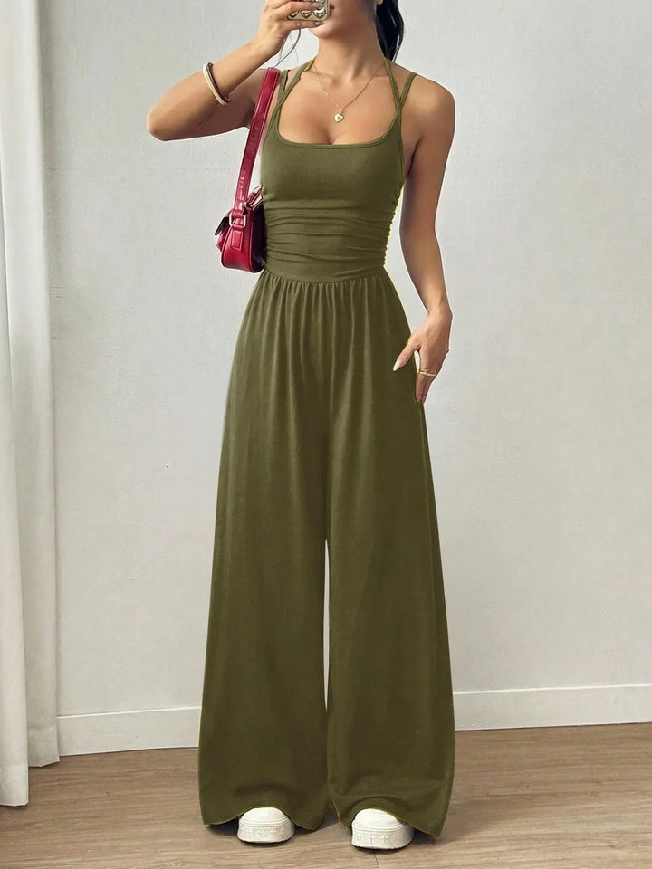 Women's Summer Jumpsuit – Thin Straps, Fitted Waist