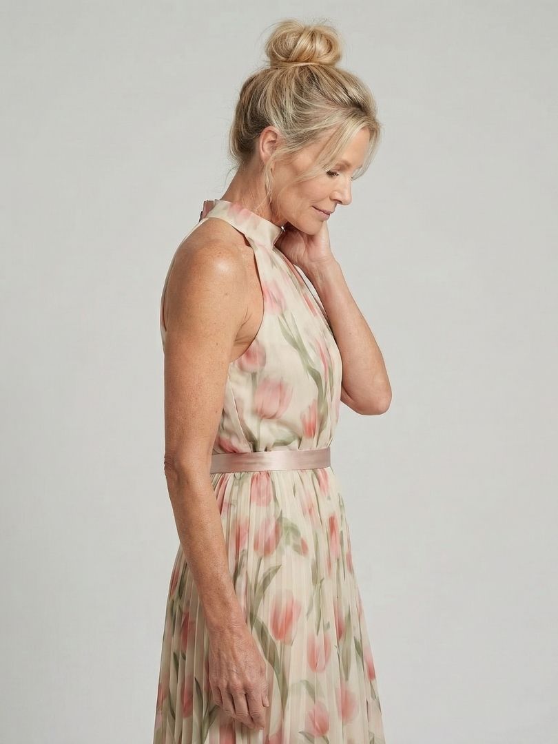 Aurelle | Halter-Neck Floral Midi Dress