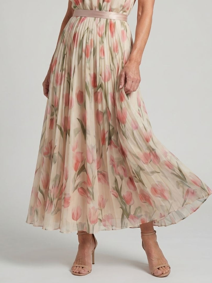 Aurelle | Halter-Neck Floral Midi Dress