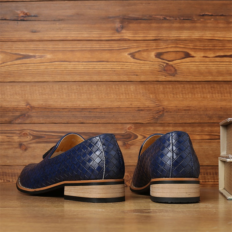 Valtieri Collection | Black Leather Loafers with Woven Design & Cushioned Insole for All-Day Comfort 15