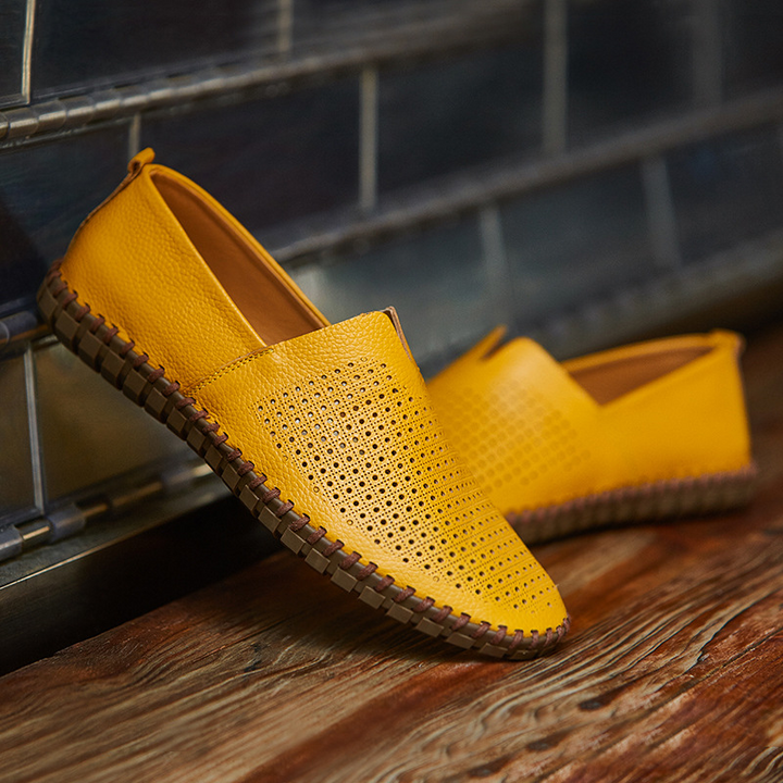 Genuine Leather Mens Loafers with Breathable Perforations | Black Comfort Footwear for All-Day Wear 15