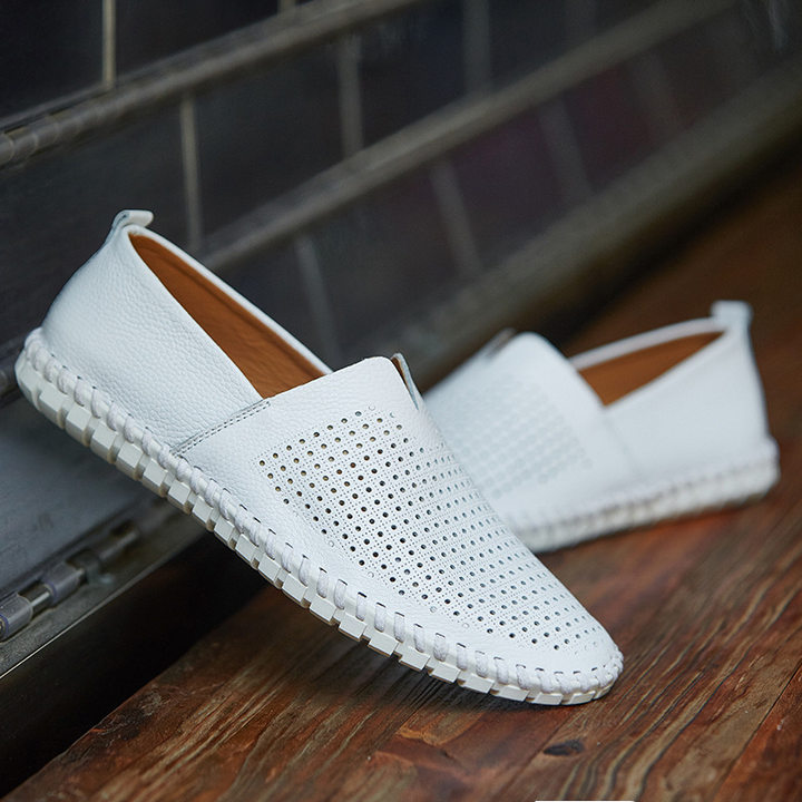 Genuine Leather Mens Loafers with Breathable Perforations | Black Comfort Footwear for All-Day Wear 18