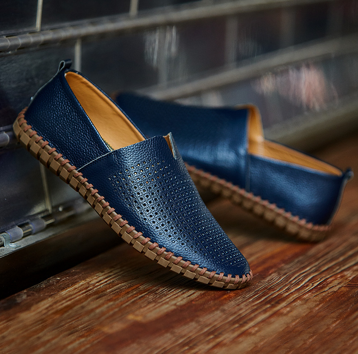 Genuine Leather Mens Loafers with Breathable Perforations | Black Comfort Footwear for All-Day Wear 2