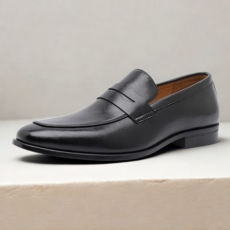 Genuine Leather Mens Loafers with Cushioned Footbed | Stylish Black Design for All-Day Comfort 6