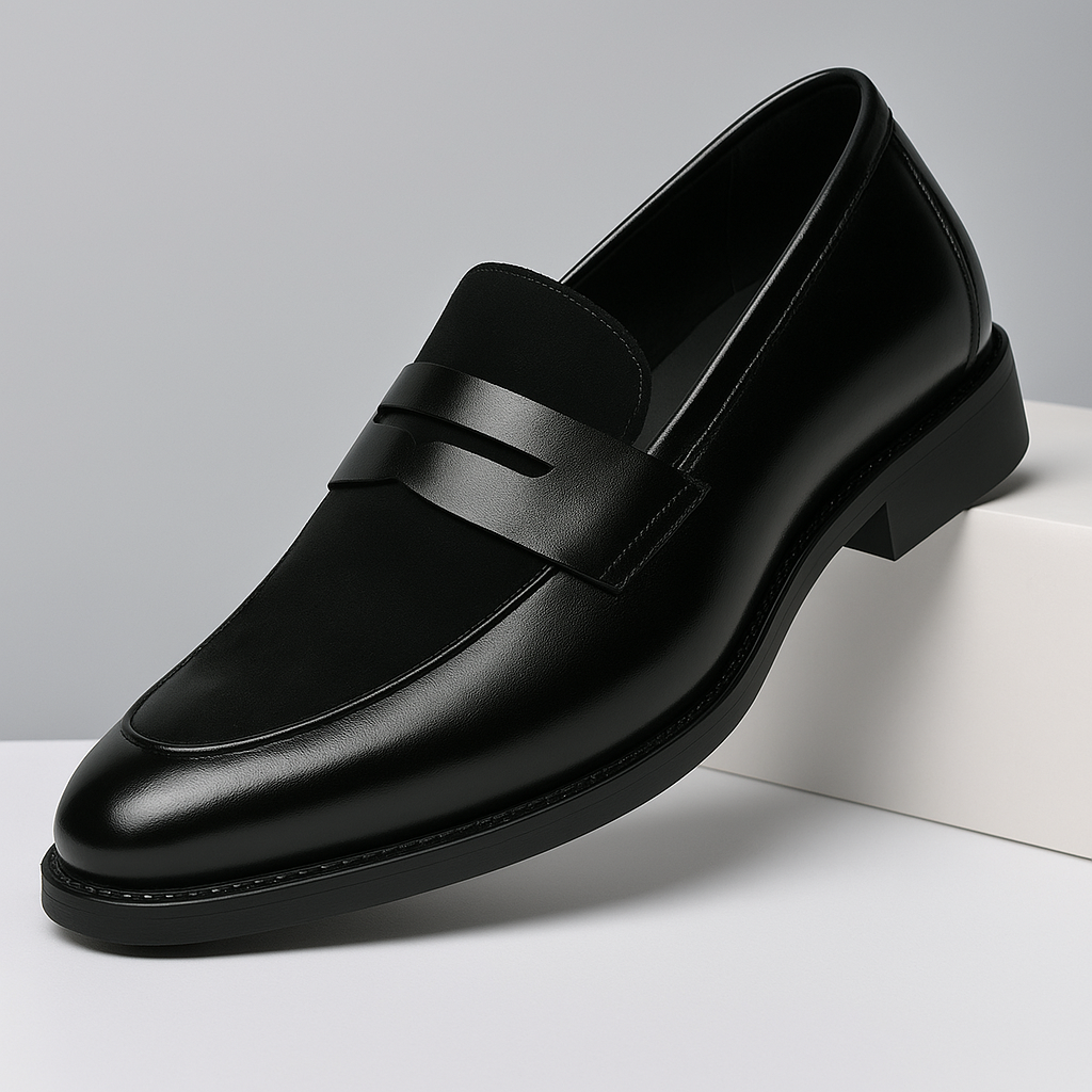 Penny Loafers | Black Loafers for Women with Genuine Leather & Suede Accents | Comfortable Footwear for Versatile Style 4
