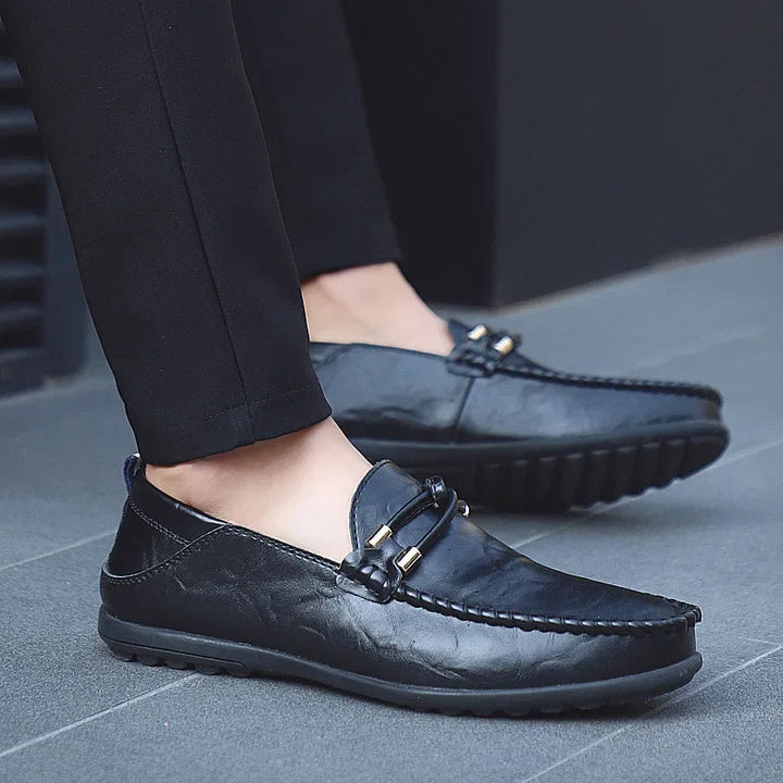 Genuine Leather Mens Loafers with Ergonomic Comfort Sole | Black Stylish Design for All-Day Wear 14