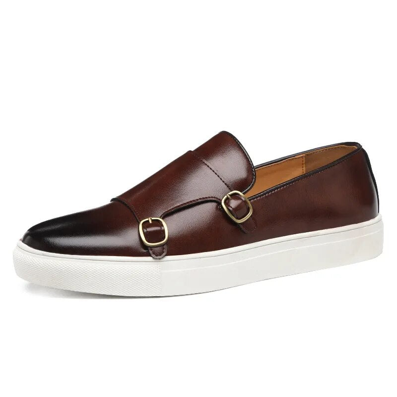 Genuine Leather Mens Loafers with Double Monk Strap | Comfortable Black Casual Footwear 11