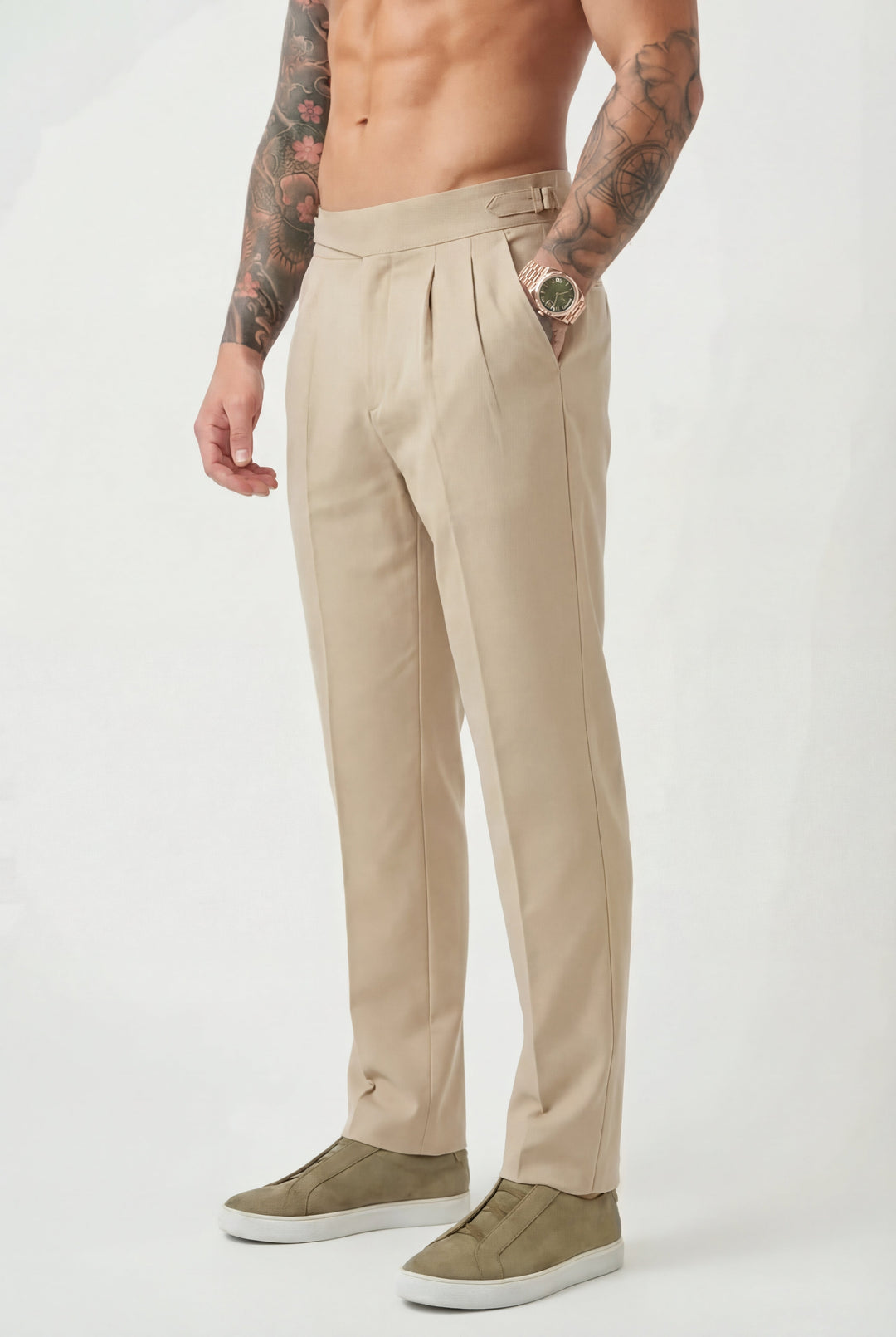 Elevated Comfort | High-Waisted Tailored Trousers in Cream with Cotton-Silk Blend | Effortlessly Stylish for Everyday Wear 1
