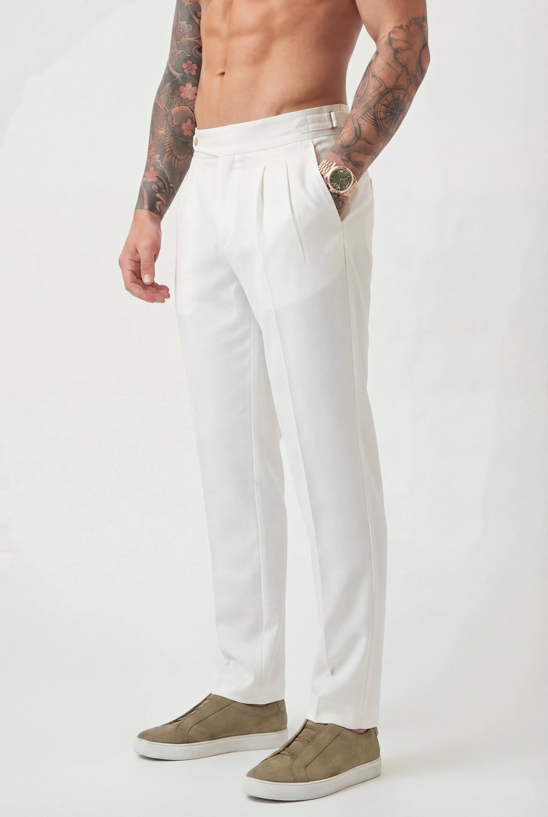 Elegant Trousers | High-Waisted Cotton-Silk Blend with Tailored Fit | Chic Style for Effortless Everyday Wear 1