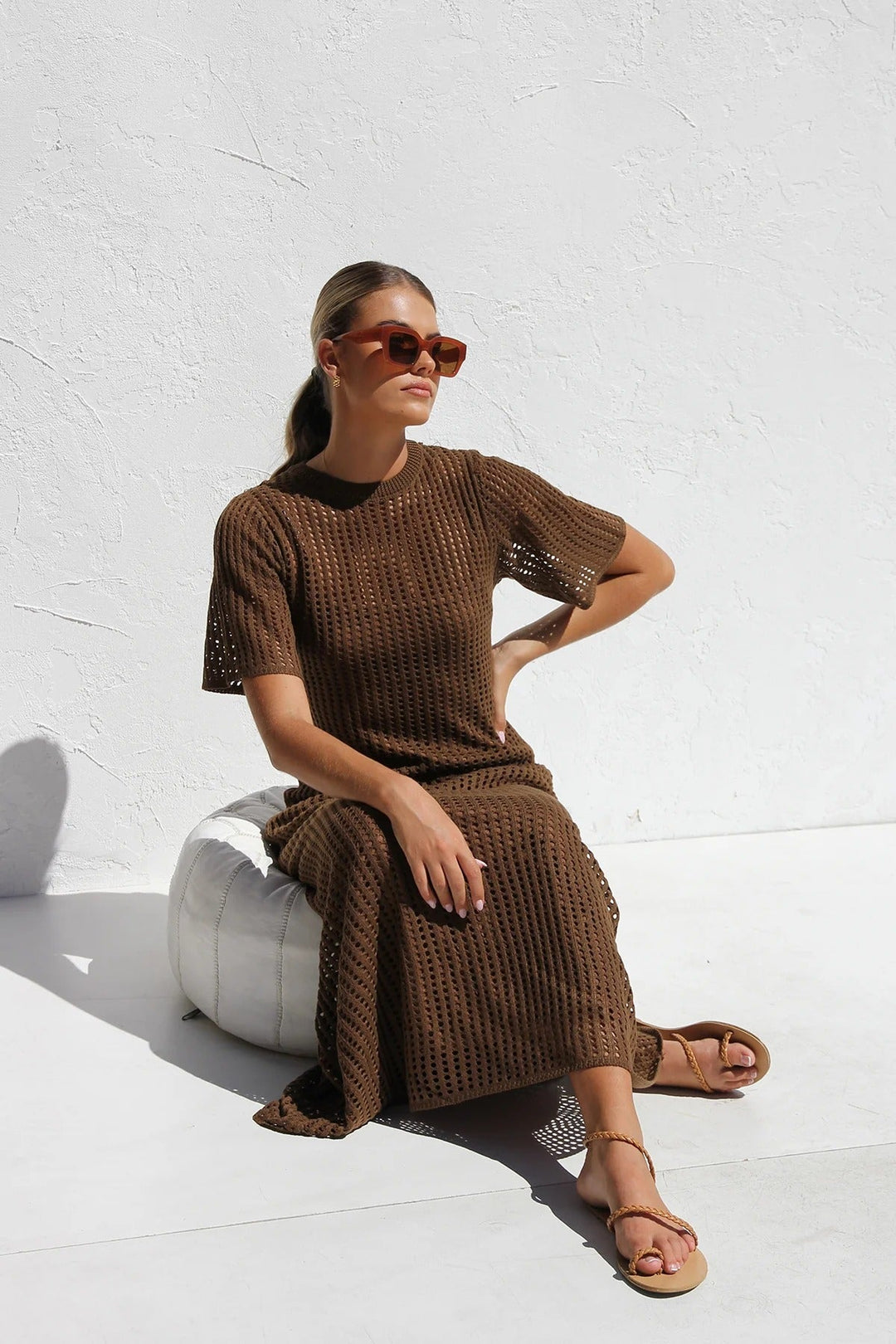 ESSENTIAL - Airlie Crochet Maxi Dress - Natural