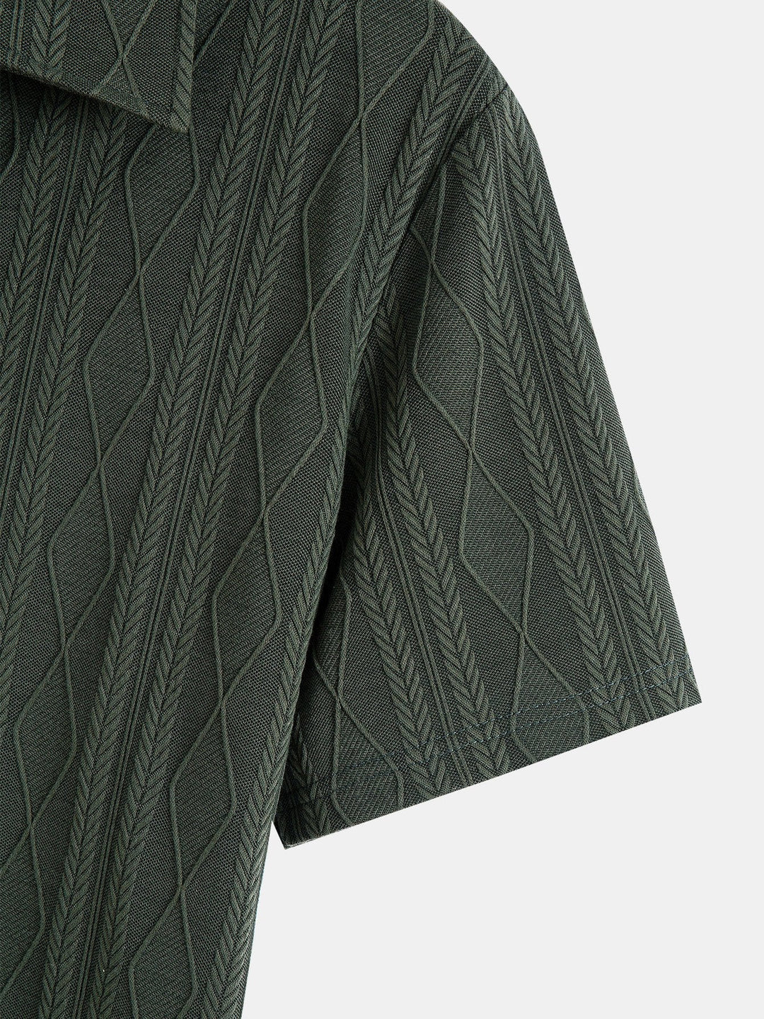 Knitted Geometric Rhombus Jacquard Polo & Straight Leg Ribbed Pants