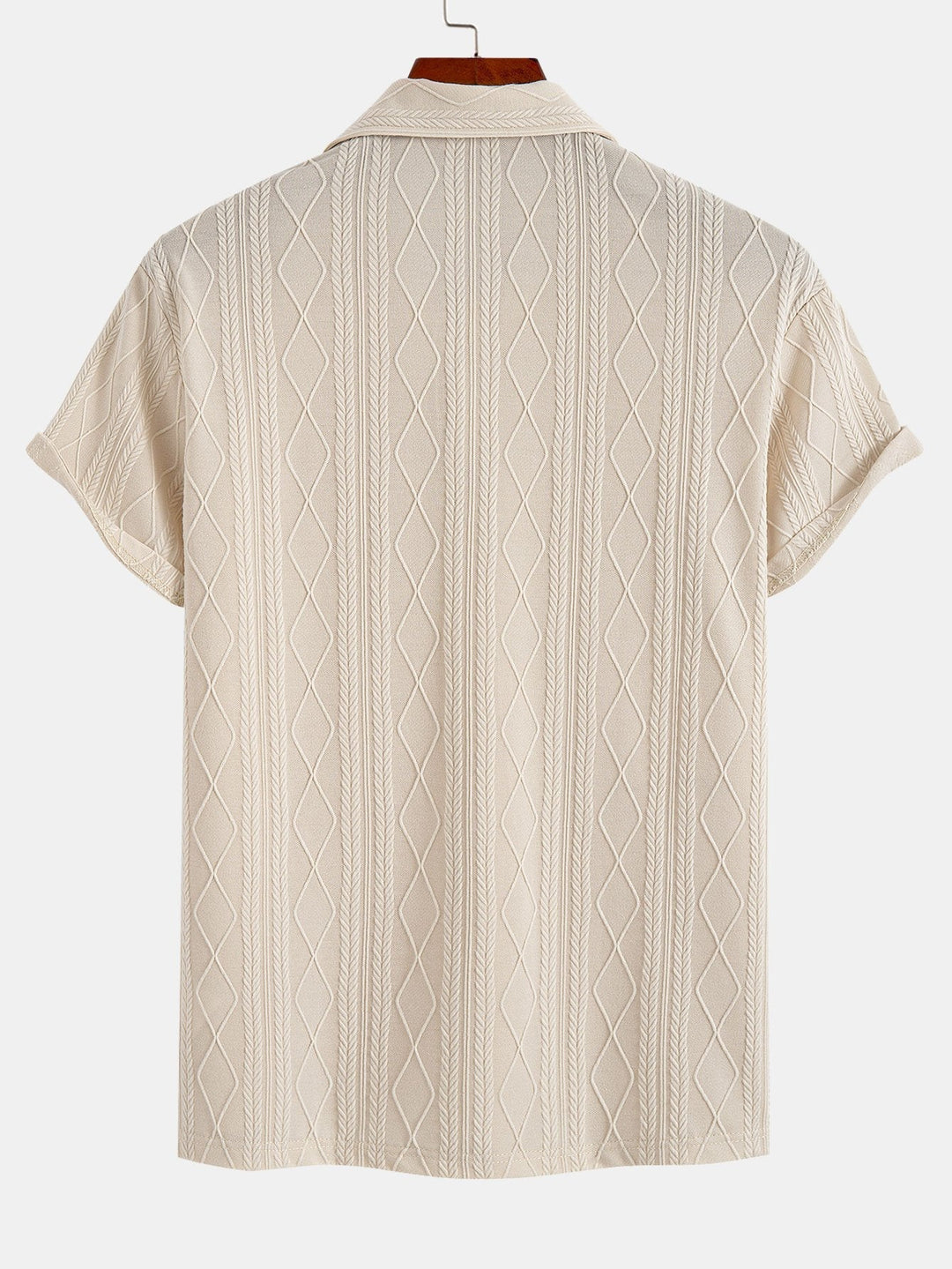 Knitted Geometric Rhombus Jacquard Polo & Straight Leg Ribbed Pants