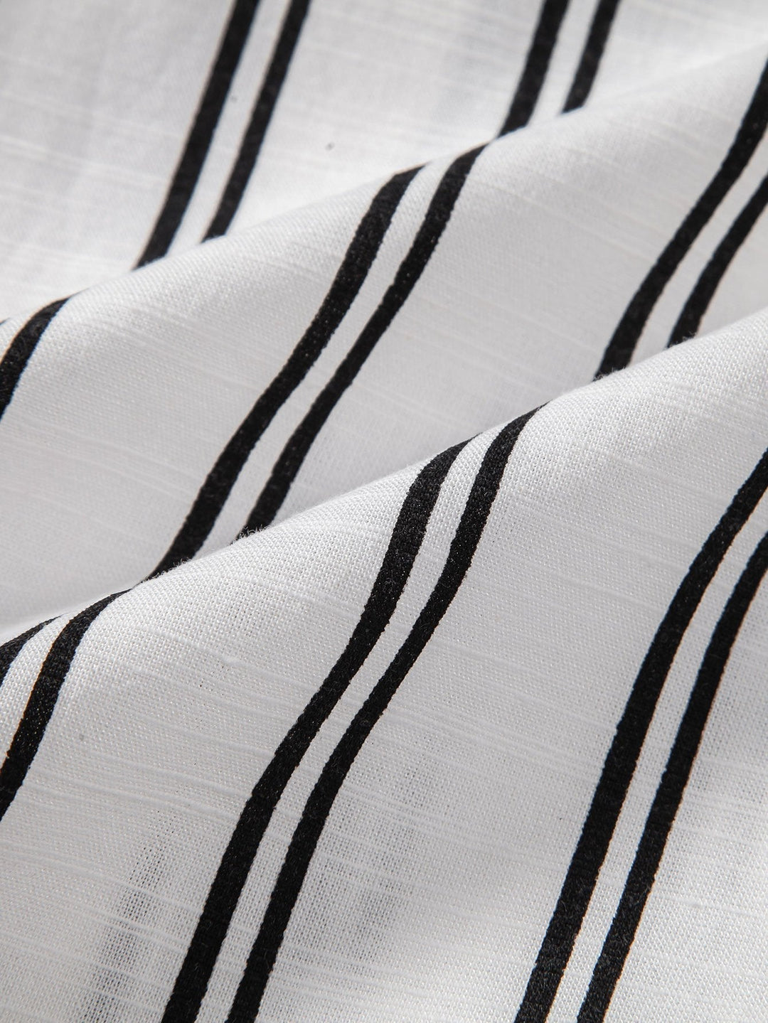 Linen Look Striped Button Up Shirt & Straight Leg Linen Pants