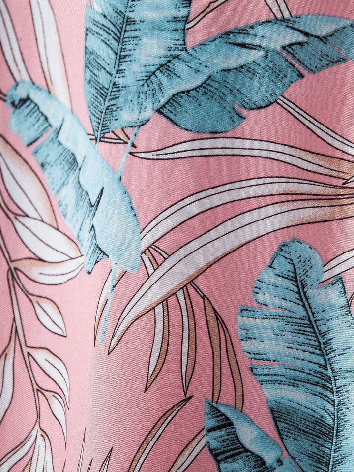 Viscose Tropical Print Button Up Shirt & Short Length Swim Shorts