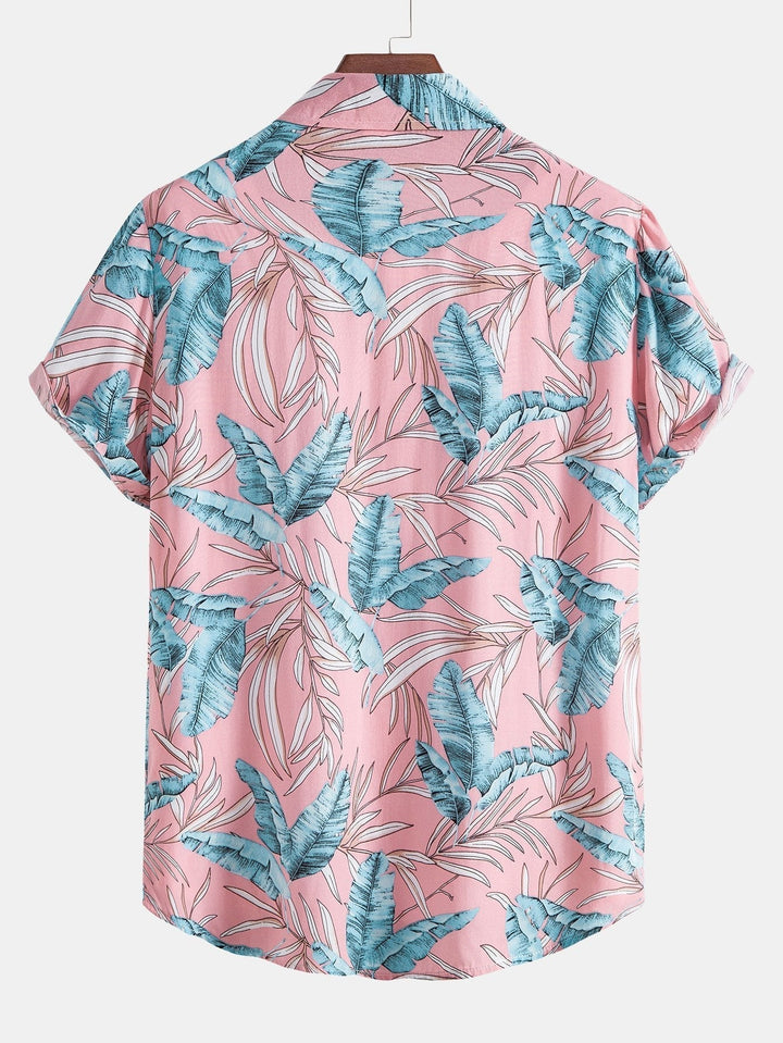 Viscose Tropical Print Button Up Shirt & Short Length Swim Shorts