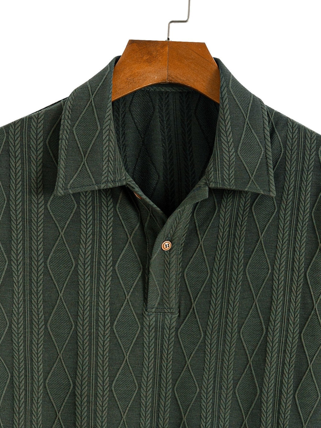 Knitted Geometric Rhombus Jacquard Polo & Straight Leg Ribbed Pants