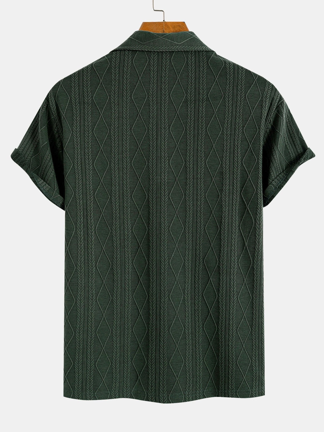 Knitted Geometric Rhombus Jacquard Polo & Straight Leg Ribbed Pants