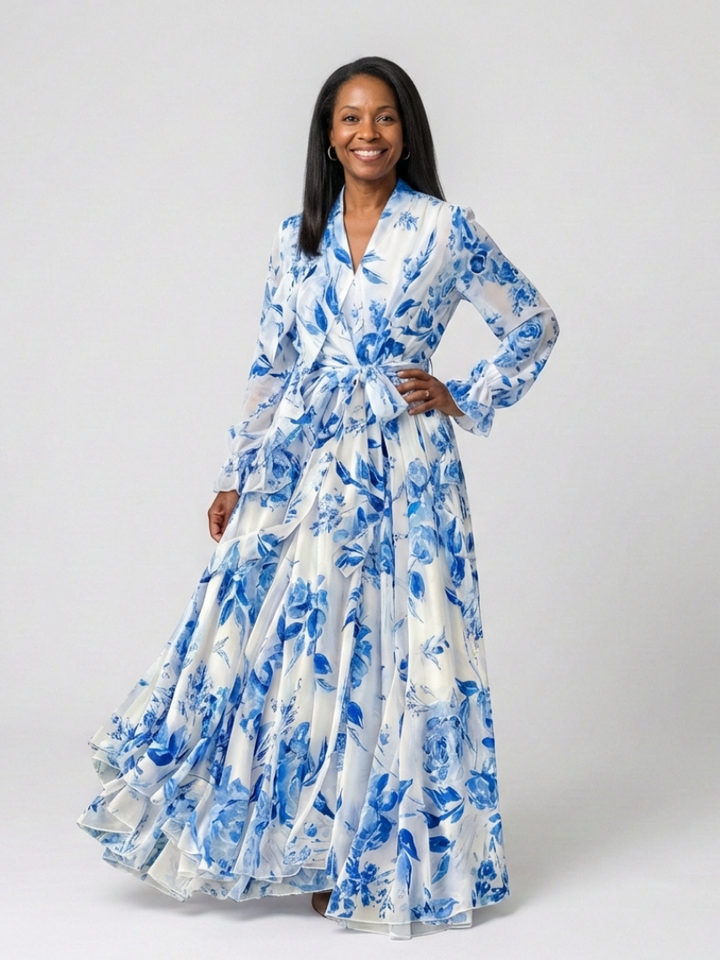 Lillian | Floral Maxi Dress with Long Sleeves