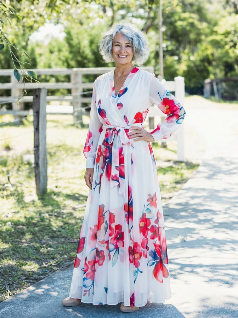 Lillian | Floral Maxi Dress with Long Sleeves