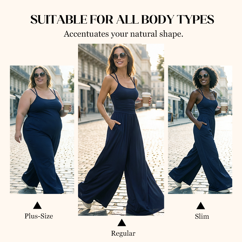 Women's Summer Jumpsuit – Thin Straps, Fitted Waist