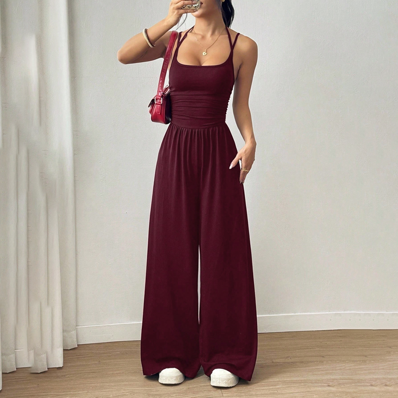 Women's Summer Jumpsuit – Thin Straps, Fitted Waist