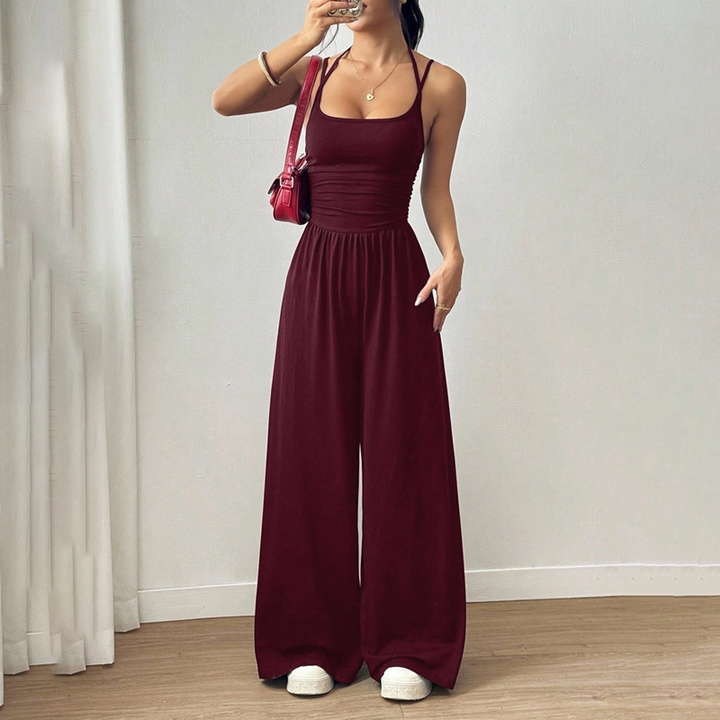 Women's Summer Jumpsuit – Thin Straps, Fitted Waist