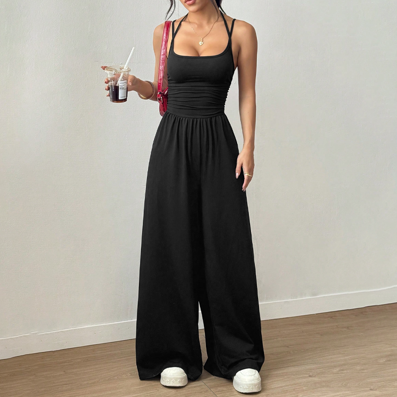 Women's Summer Jumpsuit – Thin Straps, Fitted Waist