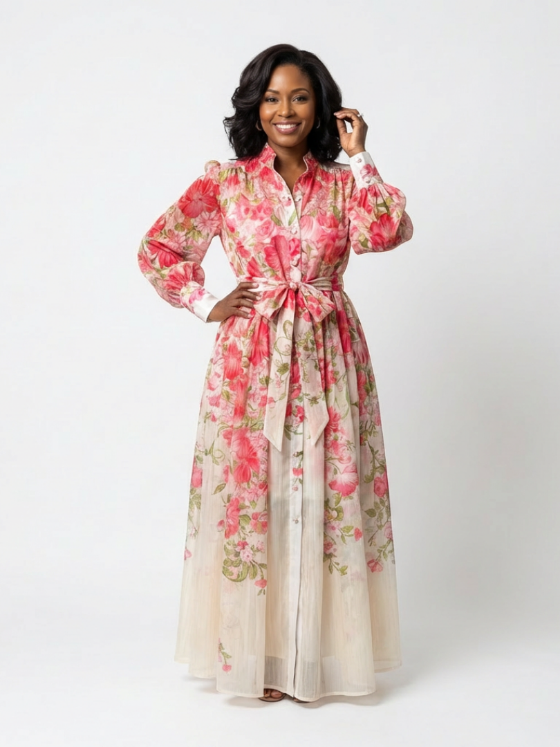 Cressida | Floral Maxi Dress with Long Sleeves