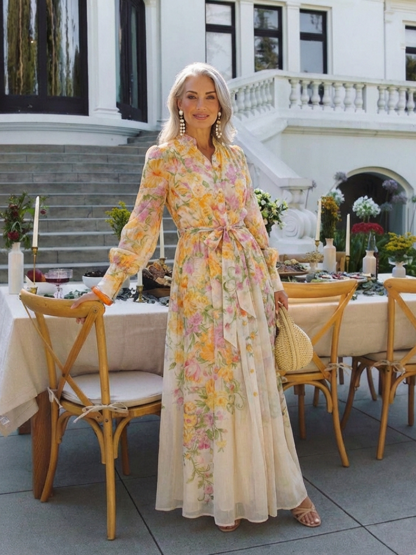 Cressida | Floral Maxi Dress with Long Sleeves