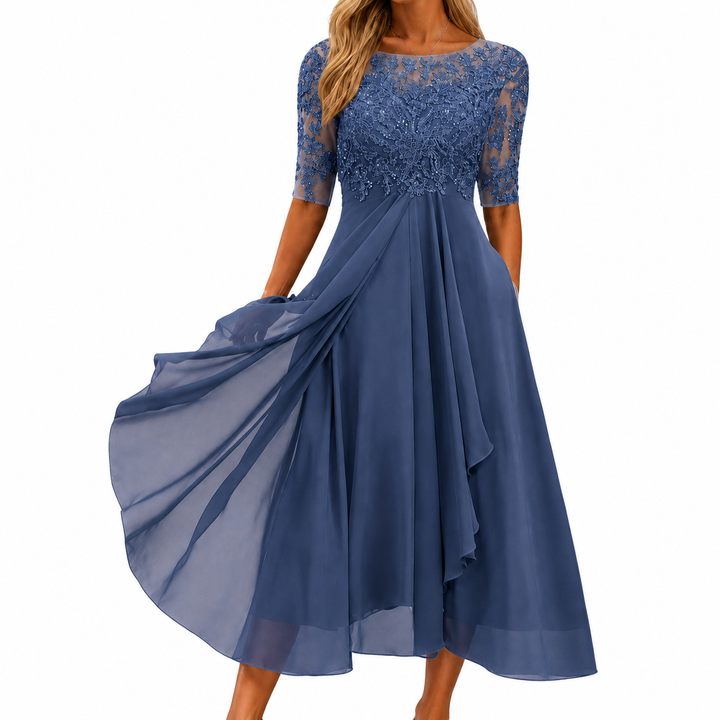 Maria™ Elegant Lace Chiffon Dress
