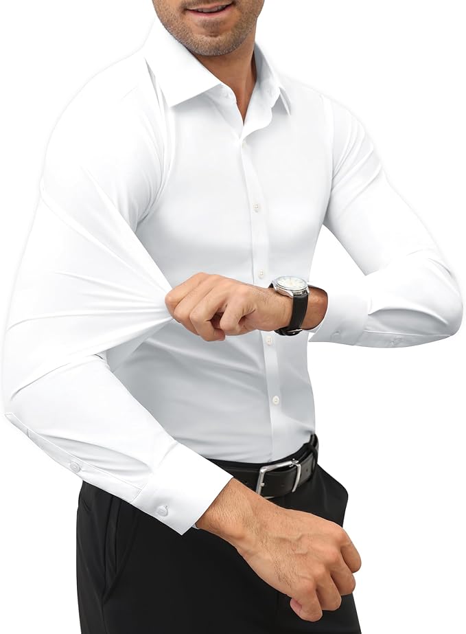 Men’s Stretch Dress Shirt – Slim & Muscle Fit, Wrinkle-Free