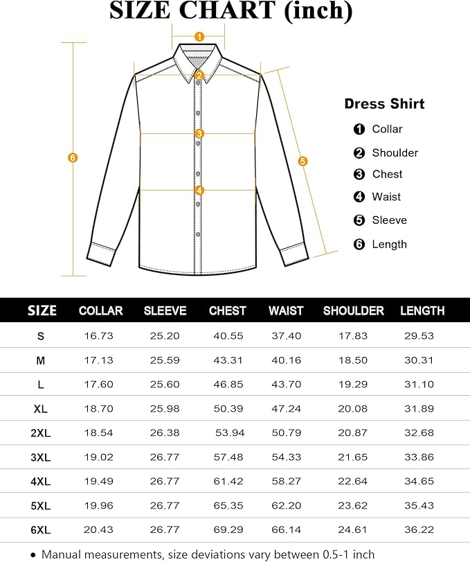 Men’s Stretch Dress Shirt – Slim & Muscle Fit, Wrinkle-Free